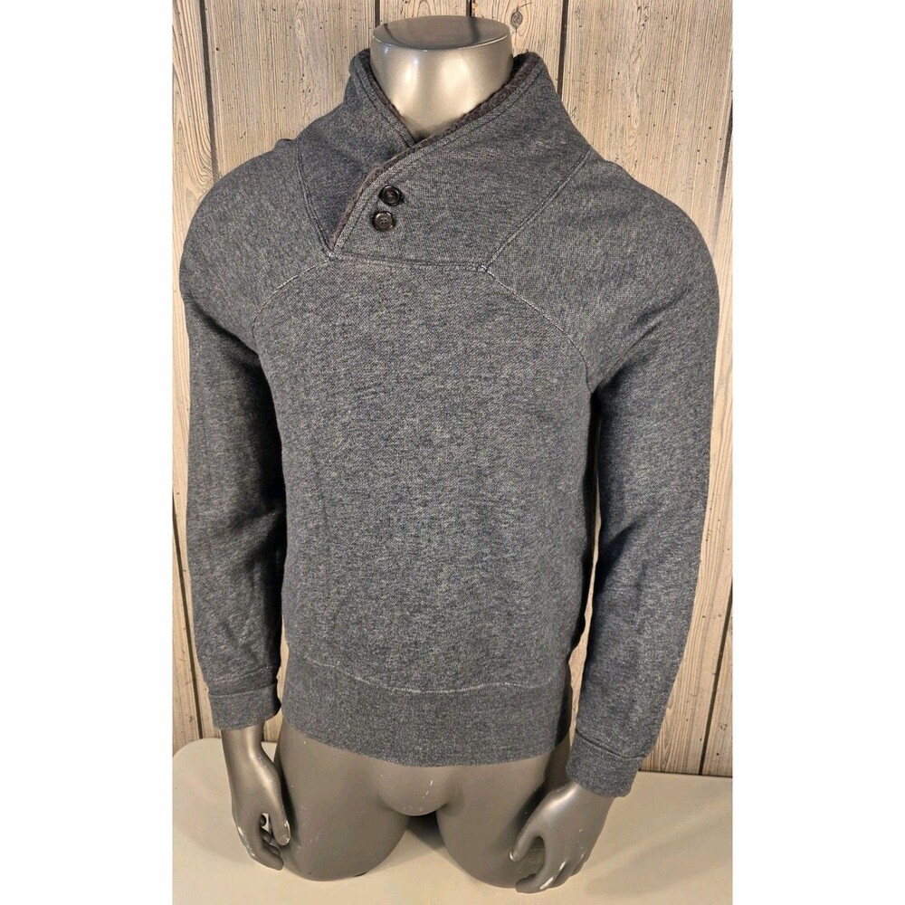 Billy Reid Shawl Collar Sweater 2 Button Pullover Gray Cotton Size XL
